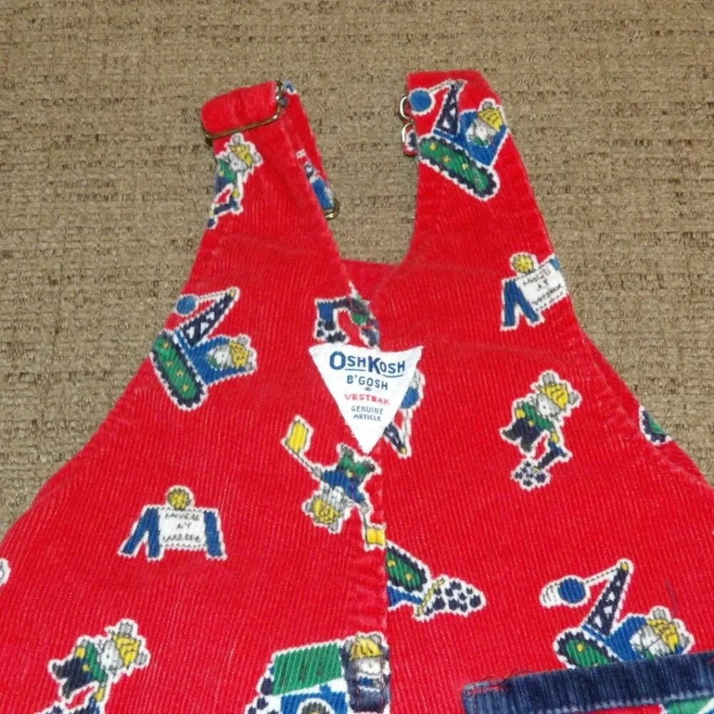 Osh Kosh B'Gosh 12 Months Vestbak Corduroy Bib Overall Construction Made in USA